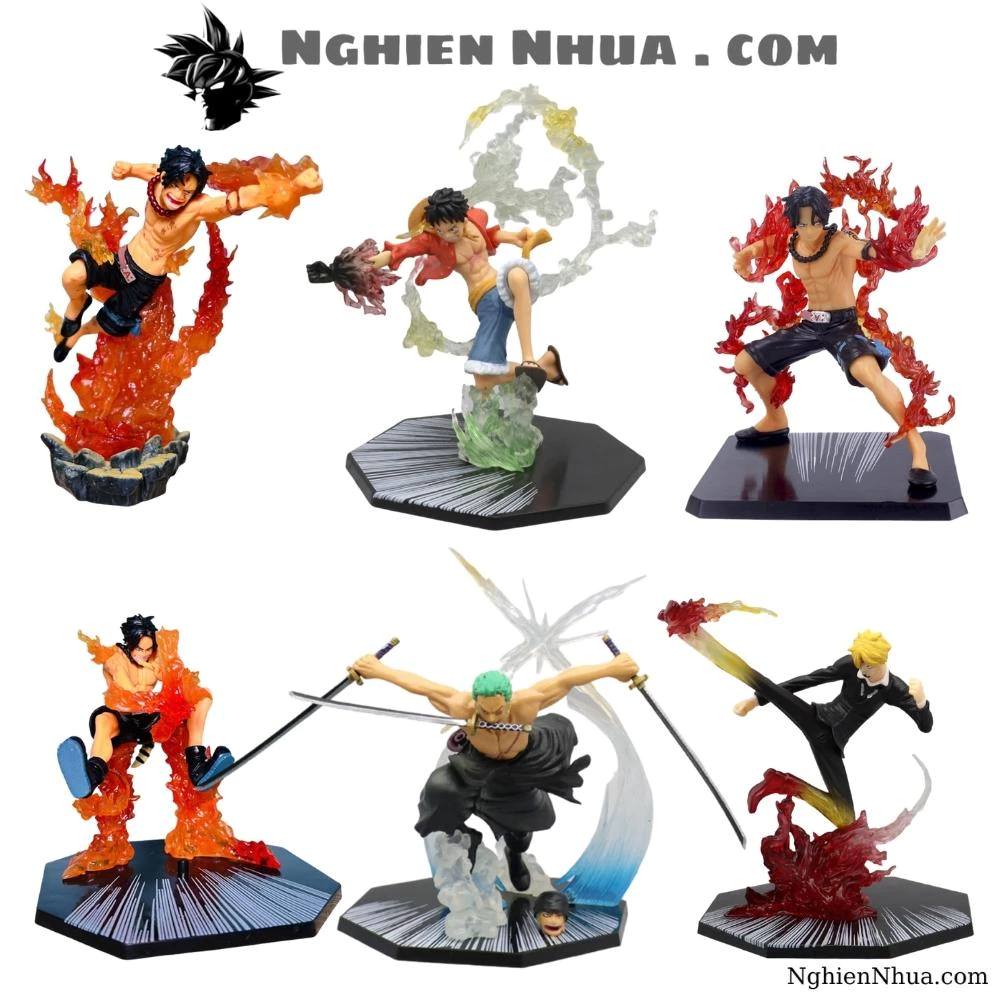 Mô hình Luffy Sanji Zoro Ace hàng thường đế không chữ Chế led USB - Bộ Fzero - No Box - Nghiện Nhựa