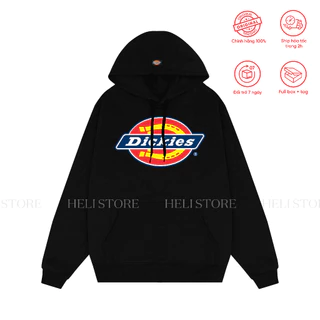 Áo hoodie nỉ đen Dickies nam nữ unisex form rộng basic in ngực chính hãng - Helistore