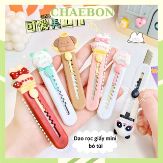 Dao rọc giấy mini hình động vật ngộ nghĩnh, dao dọc giấy mini gắn charm unboxing cute văn phòng phẩm CHAEBON D08