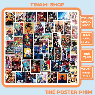 50 Sticker Poster mini Anime nổi tiếng hình dán chống nước trang trí điện thoại laptop decor phòng