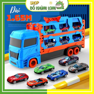 Ô Tô Đồ Chơi Xe Tải 3 Tầng 1m65 Kèm 6 Xe Đua Xe Hot Wheels Đường Đua Xe Container Đồ Chơi Cho Bé Trai - BỐ KHỦNG LONG