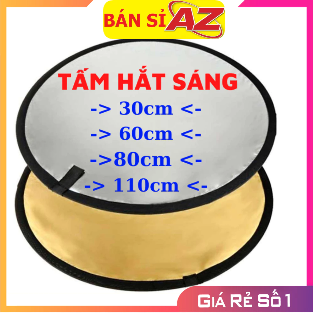 Tấm hắt sáng tròn kích thước 30cm/60cm/80cm/100cm 2 màu trong 1 vàng/ bạc dùng cho chụp hình