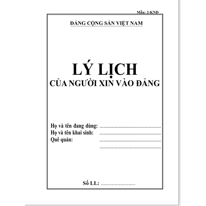 LÝ LỊCH NGƯỜI XIN VÀO ĐẢNG-combo 5 cuốn