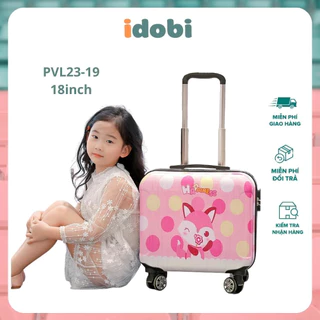 Vali du lịch cho bé IDOBI PVL23-19 vali kéo bé trai bé gái size 18inch hoạ tiết hoạt hình dễ thương