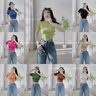 ❣️Áo phông tăm tay cộc croptop Qc mềm mịn ❣️KLii jeans