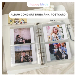 Album sổ còng sổ chia ngăn A5 gắn túi lưới ảnh tặng kèm sticker PVC đựng ảnh polaroid postcard thần tượng HappyBirds