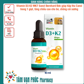 (SALE 45%) Vitamin D3 K2 MK7 Sanct Bernhard Đức giúp hấp thu Canxi trong 1 giọt, tăng chiều cao cho bé, chống còi xương