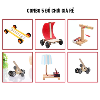 Đồ chơi giáo dục bộ lắp ghép combo giá rẻ 5 loại xe đẩy nam châm, đèn giao thông, đèn ngủ, xe đua cót, thuyền buồm