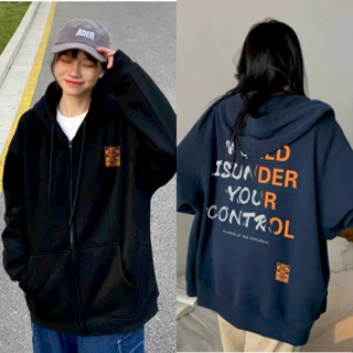 Hoodie Zip, Áo Khoác Nỉ Khóa Kéo In Chữ CONTROL Nỉ Bông Form Rộng nam nữ mặc đẹp UNISEX