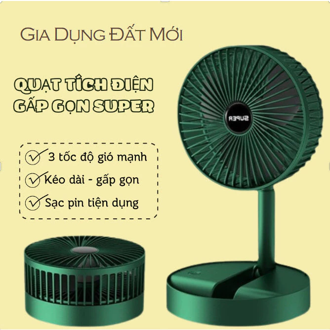 Quạt Tích Điện Để Bàn Xếp Gọn Được Cao Cấp Senko.Shop05