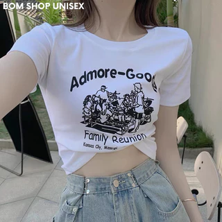 Áo Croptop Nữ ADMORE Tay Ngắn Cổ Tròn Chất Thun Borip