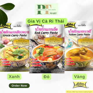 Gia vị cà ri Thái gói 50gr hiệu Lobo, Cà ri ĐỎ - XANH - VÀNG / Red - Green - Yellow Curry Paste-->