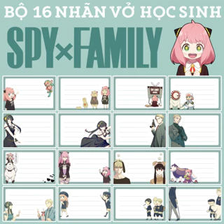 BỘ 16 NHÃN VỞ TẬP HỌC SINH SPY X FAMILY