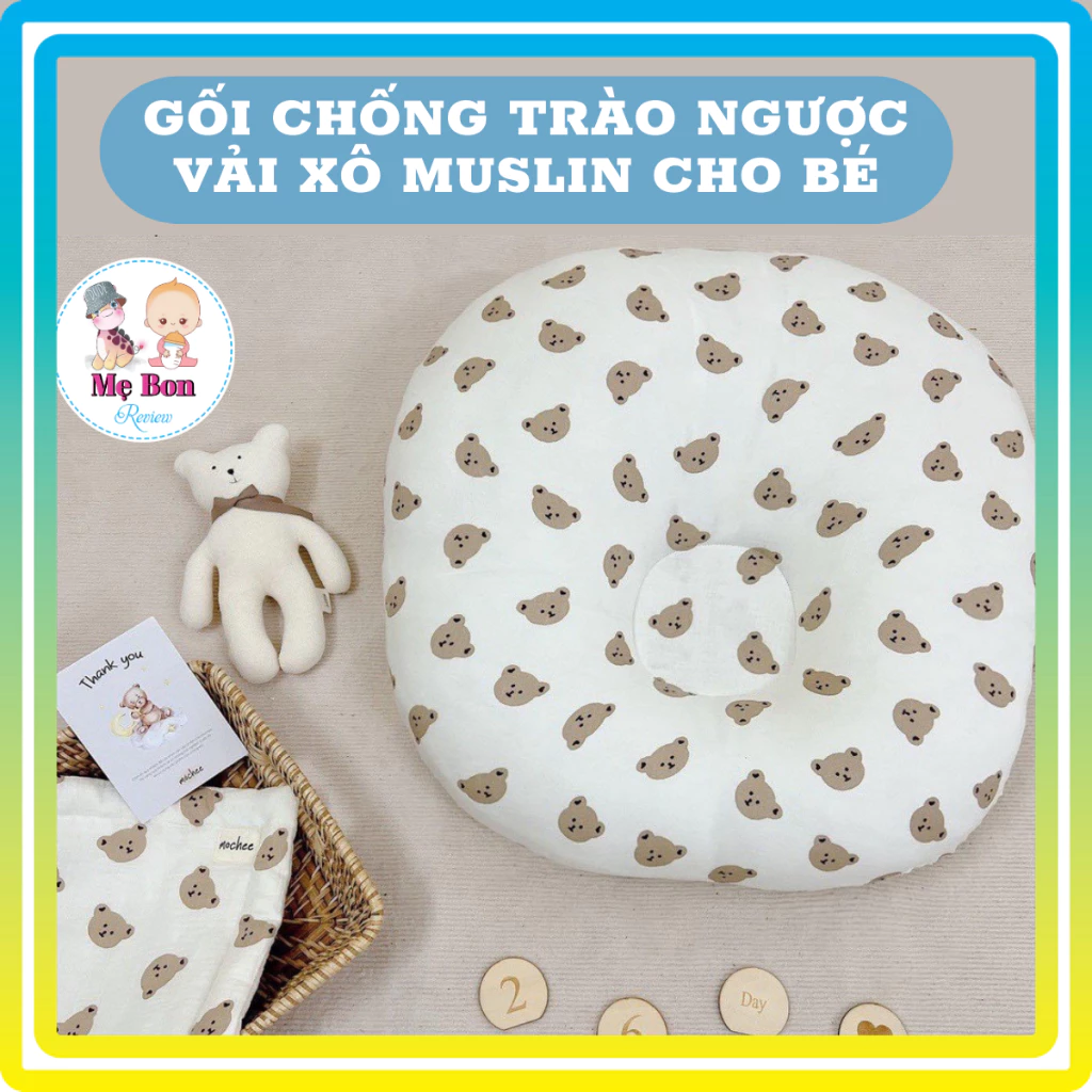 Gối chống trào ngược vải xô Muslin cao cấp cho bé