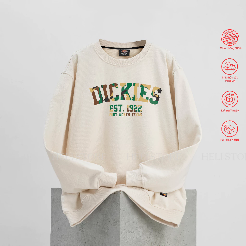 Áo sweater Nỉ Kem Nam Nữ Dickies chính hãng