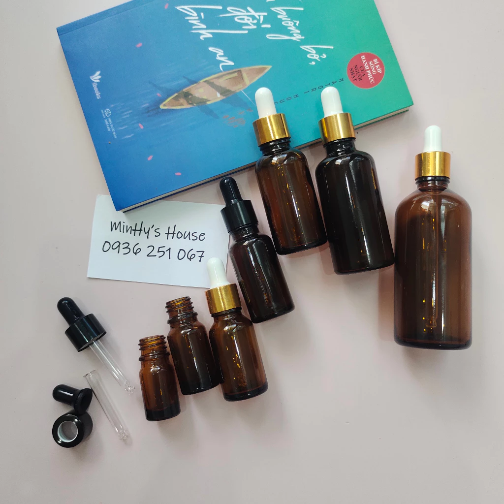 Chai thủy tinh chiết serum, tinh dầu 5ml / 10ml / 15m / 20ml / 30ml / 50ml / 100ml - lọ đựng mỹ phẩm