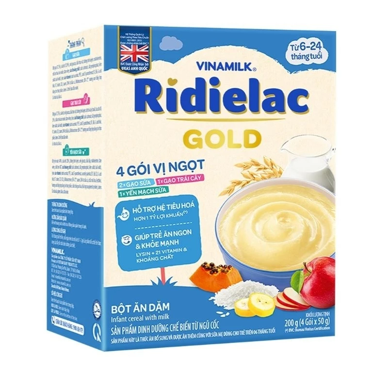 Bột Ăn Dặm RiDielac Gold 4 Vị Ngọt - Hộp Giấy 200g
