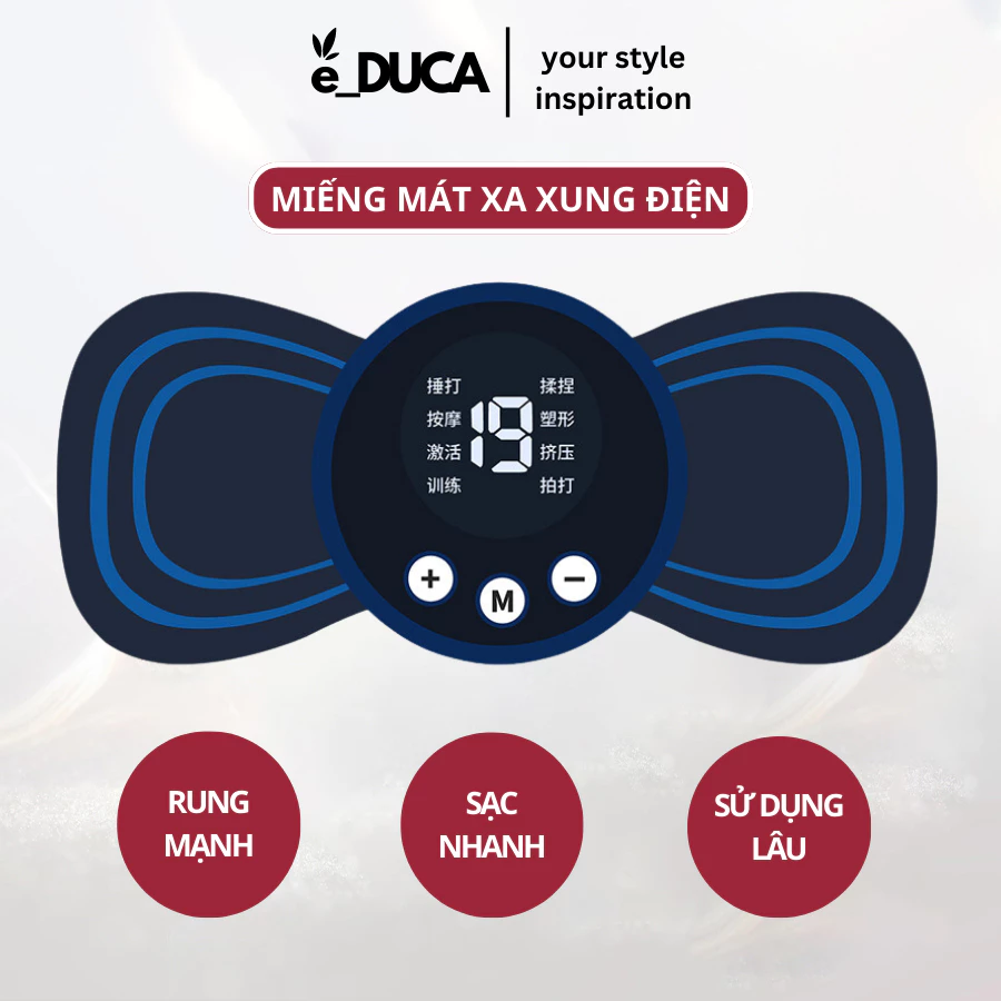 Miếng Dán Massage Xung Điện, Máy Masage Điện Thông Minh,  Chân, Cổ, Vai, Gáy 10 Chế Độ Rung Masage Xoa Bóp Giảm Đau.