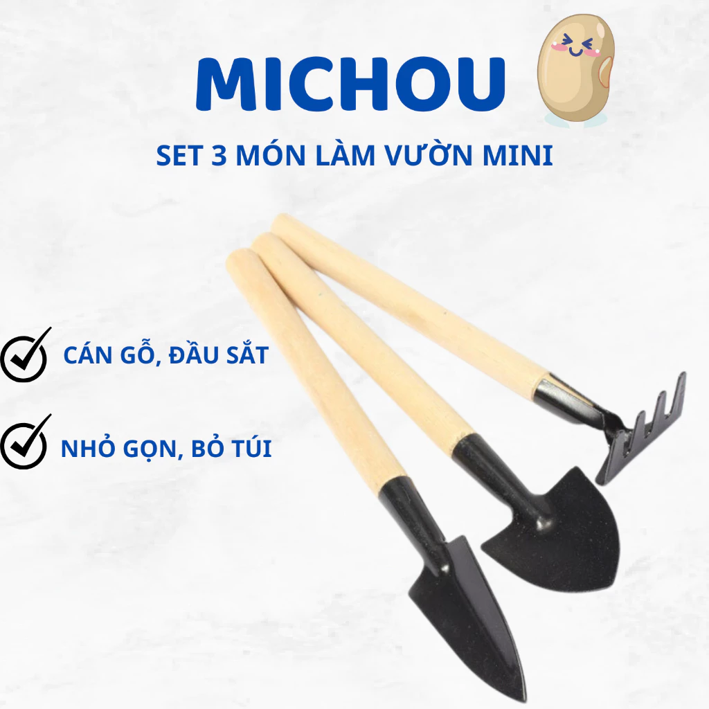 Bộ Dụng Cụ Làm Vườn Mini 3 Món Tiện Lợi, Dễ Sử Dụng