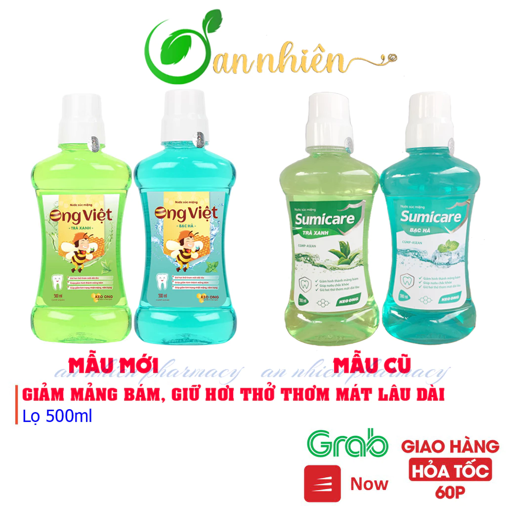 Nước xúc miệng trà xanh, bạc hà Sumicare 500ml