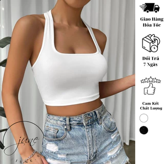 Áo croptop nữ cổ yếm JUNE.SG áo hở lưng nữ cổ yếm áo croptop hở lưng D036