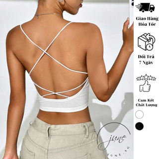 Áo croptop 2 dây đan hở lưng JUNE.SG Áo croptop hở lưng D037