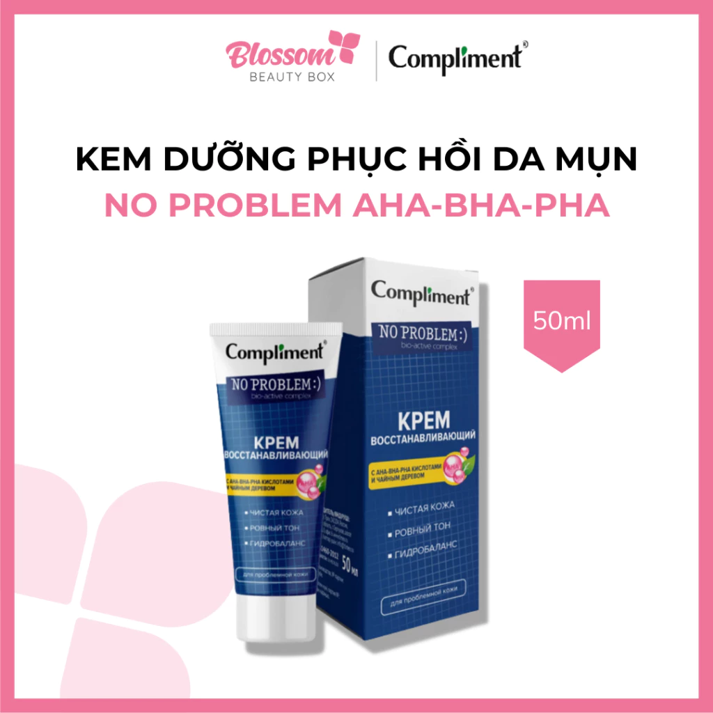 Kem Dưỡng Compliment No problem AHA-BHA-PHA Phục Hồi, Tái Tạo Da Dầu Mụn 50ml