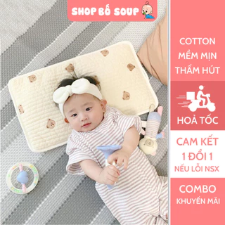 Gối cho bé chần bông cotton phong cách Hàn Quốc, thoáng mát, thấm hút mồ hôi.