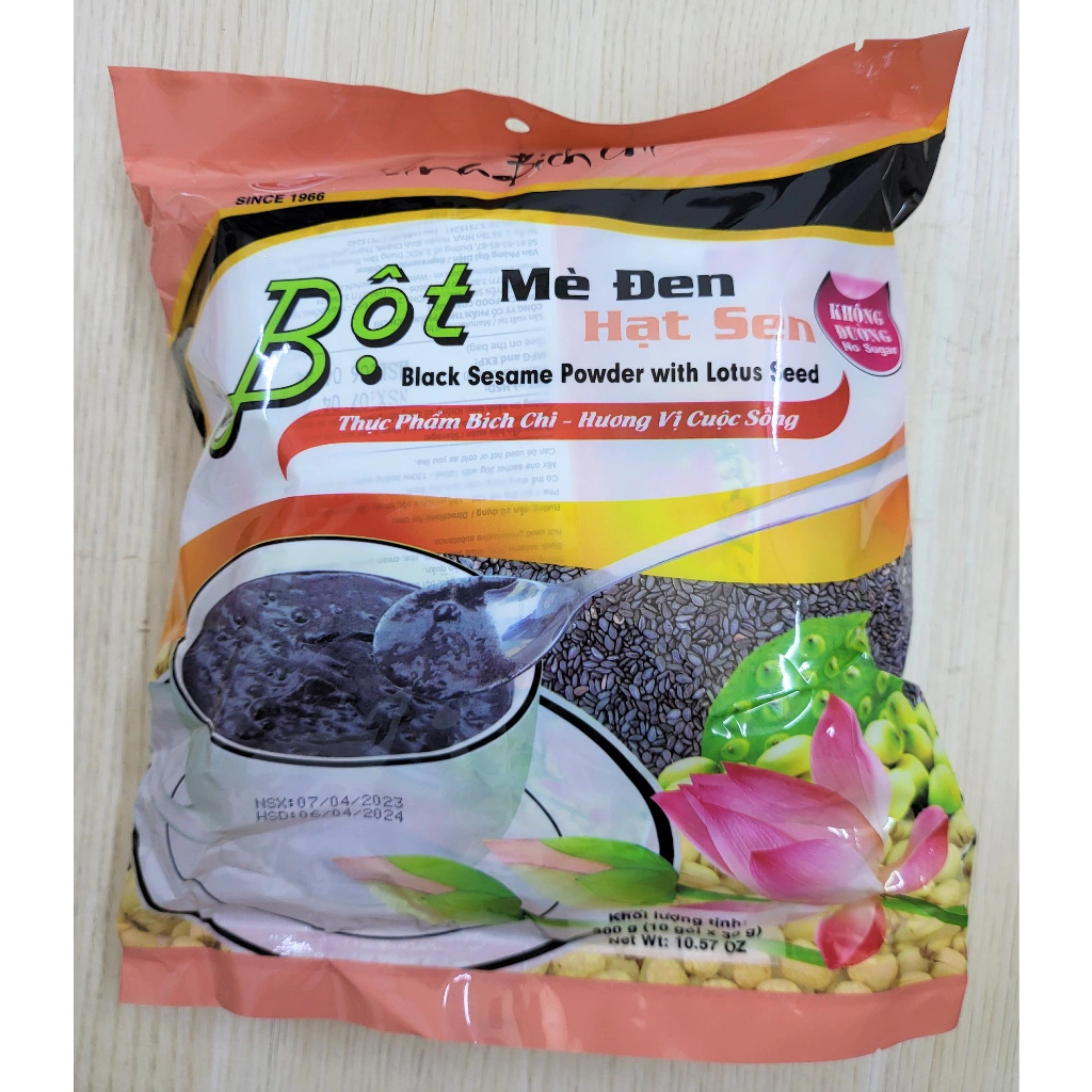 (túi 300g – KHÔNG ĐƯỜNG) BỘT MÈ ĐEN HẠT SEN BÍCH CHI Black Sesame Powder with Lotus Seed