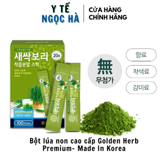 Bột lúa non cao cấp Golden Herb Premium Hàn Quốc giàu chất xơ tốt cho tiêu hoá, làm đẹp da 100 gói