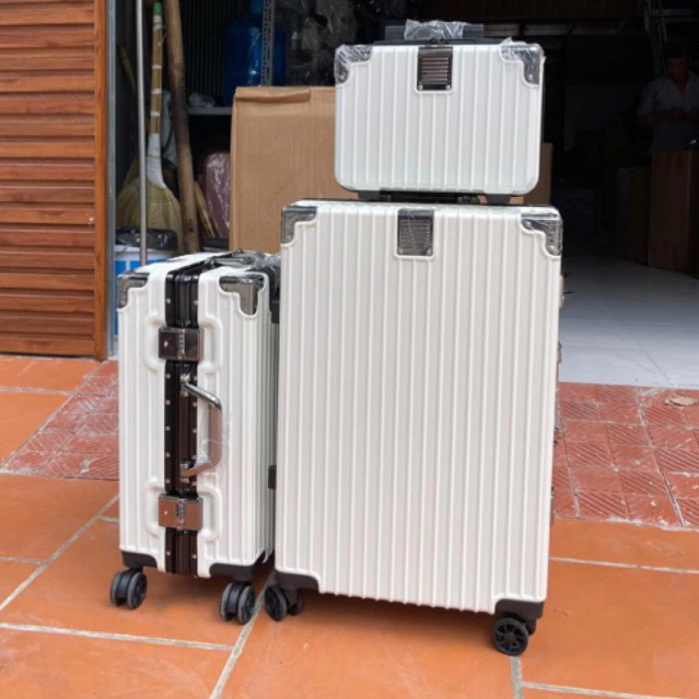 Bộ Vali KHUNG NHÔM khoá sập kèm CỐP 14 inch size 20/24 inch Tiện lợi - Thời trang