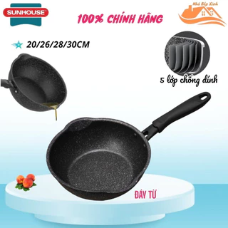 Chảo chống dính miệng rót sâu lòng, đáy từ sunhouse đủ size SHS20MRD - SHS30MRD