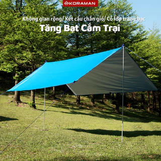 Tấm tăng lều cắm trại dã ngoại, bạt tăng lều tráng bạc chống tia UV, chống nắng mưa 3x3m kèm cọc chống