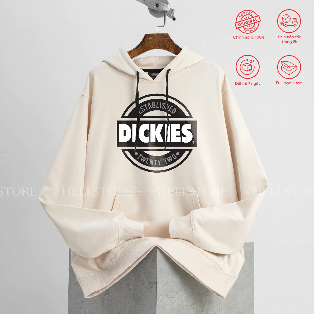 Áo hoodie nỉ  Dickies nam nữ unisex form rộng basic in ngực chính hãng - Helistore