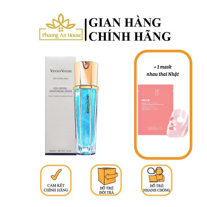 Serum dưỡng ẩm phục hồi da Vento Vivere Iced Crystal Thụy Sĩ 45ml