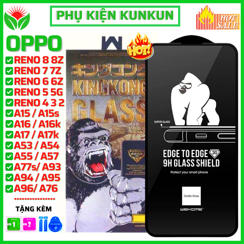 Cường lực KingKong Oppo A98 A78 A58 A95 A96 A94 A57 A76 A17 A17K A16 F11 Pro Reno 8 8t 8z 7 7z 6 6z 5 4 3 A54 A55 A77s