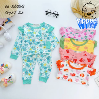 [FLASH SALE] Đồ bộ ngủ, bộ ngủ dài tay cho bé gái họa tiết đáng yêu size 5-28kg chất cotton mềm mịn mát