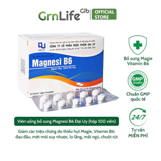 Vitamin Magnesi B6 Đại Uy - Bổ sung Magie và B6 giúp giảm đau đầu, mất ngủ, suy nhược cơ thể (hộp 100 viên)