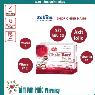 Sắt Chela-Ferr® Forte (Olimp Labs)  –Viên sắt cho bà bầu hỗ trợ bổ sung và dễ hấp thu sắt 30 viên, 11,4g