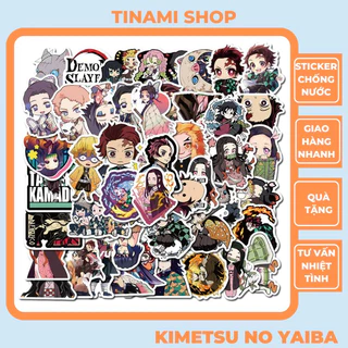 Bộ 50 Sticker Anime Kimetsu No Yaiba Demon Slayer hình dán chống nước trang trí sưu tầm Tinami