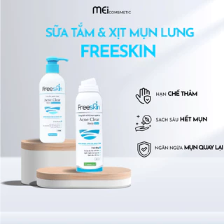 Sữa tắm ngừa mụn & Xịt mụn lưng Freeskin chuyên dùng cho da mụn, viêm nang lông 250ml – 80ml