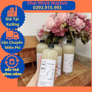 ( Giá Sỉ) Chai Nhựa 1000ml Tròn Dài Dày Dặn Nắp Đen ( Trắng). Nhựa HuySun. Chai Nhựa Đựng Trà Sữa