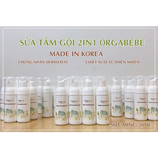 [NHẬP KHẨU CHÍNH HÃNG] Bọt vệ sinh vùng kín và sữa tắm gội 2 in 1 ORGABÉBÉ mini size Nội Địa Hàn chai 300ml