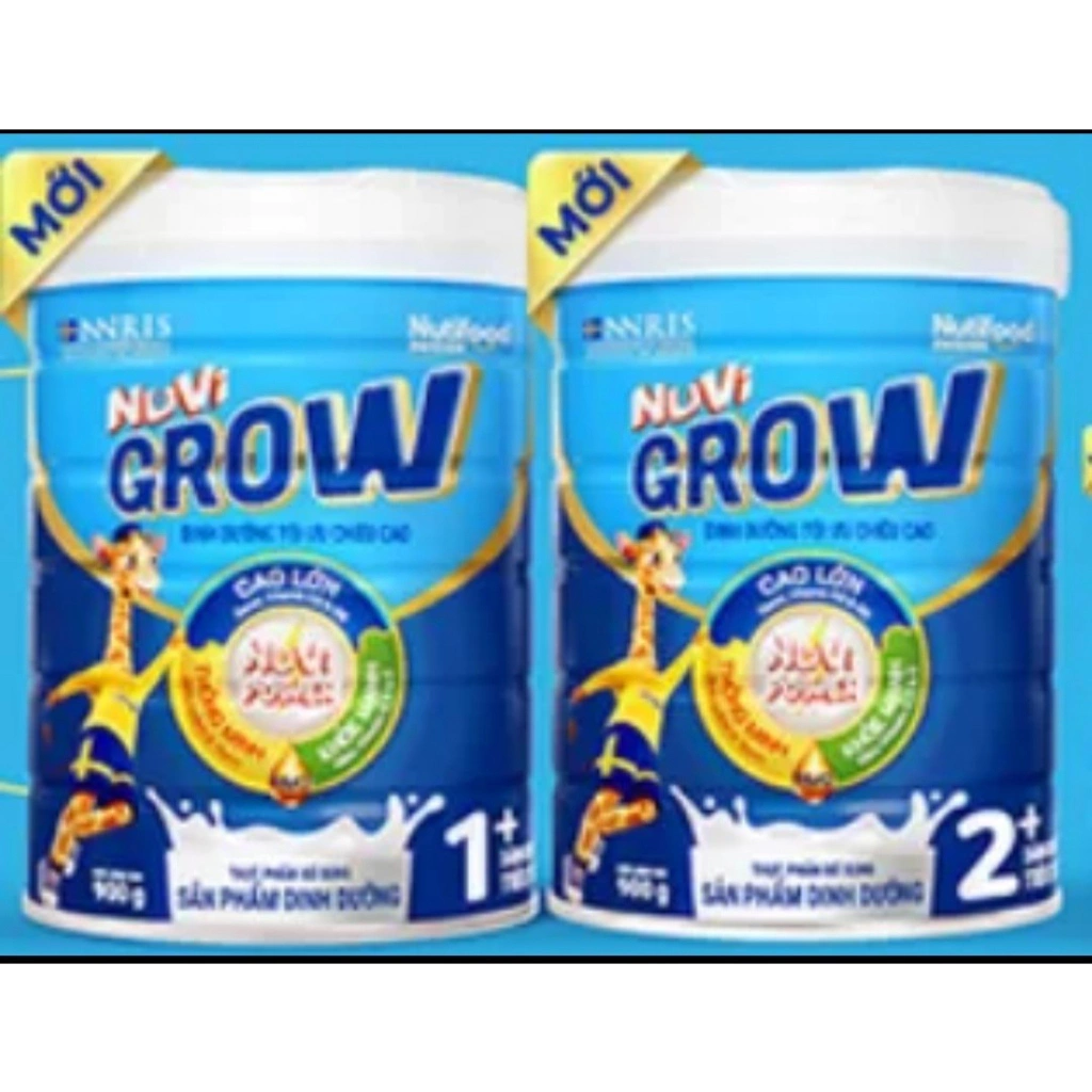 (date 2025)Sữa Nutifood Nuvi Grow 1+ và 2+ lon 900g giúp phát triển chiều cao cho trẻ