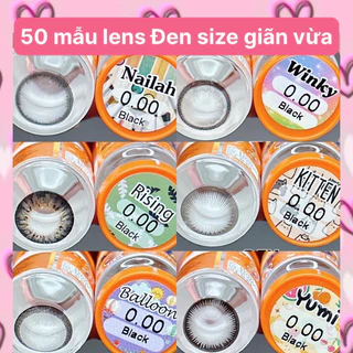 50 mẫu lens Đen( Black) giãn vừa_Không độ (FREE SHIP)