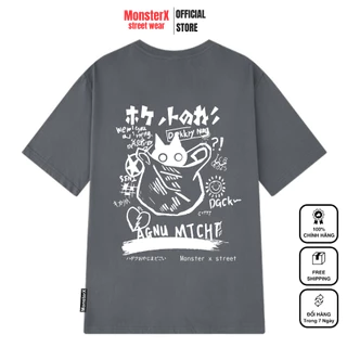 Áo thun unisex MONSTER X STREET Mèo túi phông tay lỡ nam nữ form rộng Local Brand