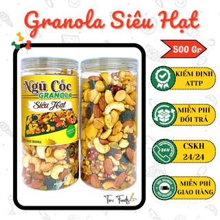 500G NGŨ CỐC GRANOLA SIÊU HẠT (Hạt Điều/Macca/Óc Chó/Hạnh Nhân/Trái Cây) - Hũ PET - Ăn Kiêng Ăn Vặt Giá Rè