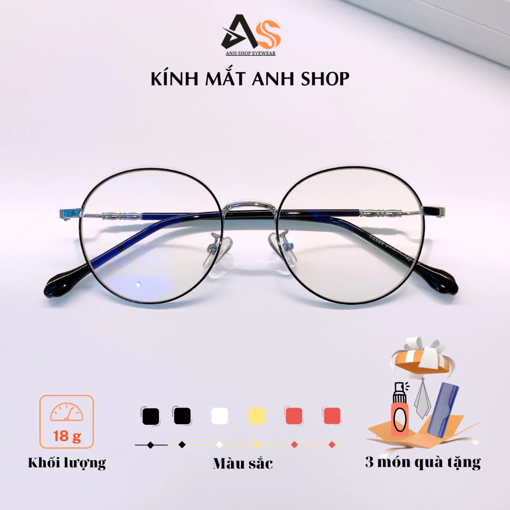 Gọng kính cận tròn chất liệu kim loại nhỏ xinh nhận hỗ trợ cắt mắt cận viễn loạn 2999A