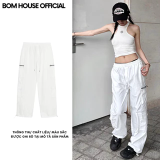 Quần Jogger Nữ Trơn Túi Hộp Ống Rộng 3 Màu Local Brand Ulzzang Unisex Nam Nữ Bomhouse