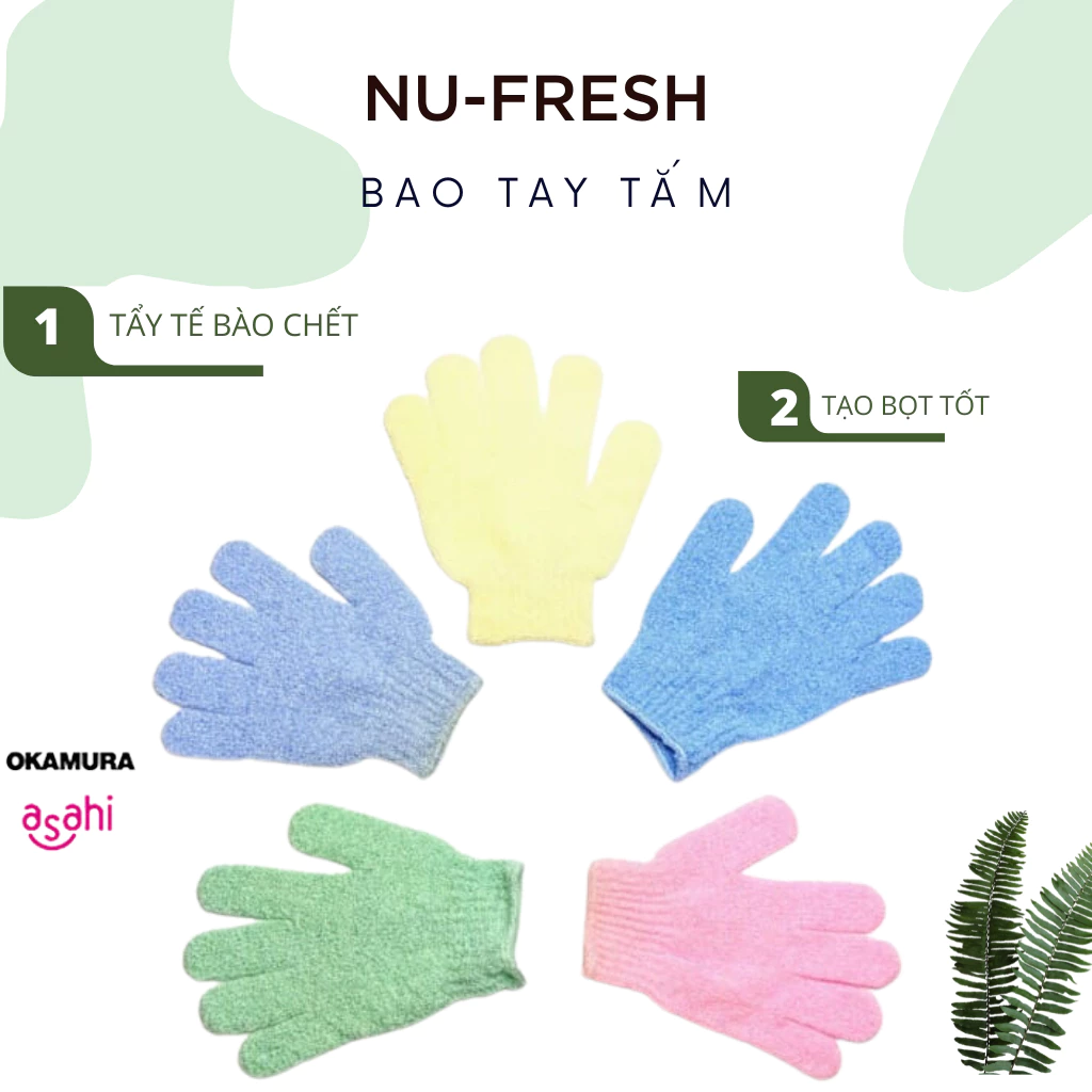 Bao tay tắm mát xa tẩy da chết,tạo bọt chính hãng Thái Lan Nu-Fresh